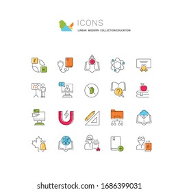 Set of vector line icons of education for modern concepts, web and apps.