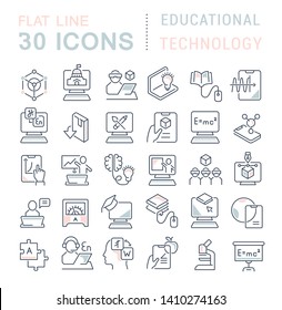 Set of vector line icons of educational technology for modern concepts, web and apps. 