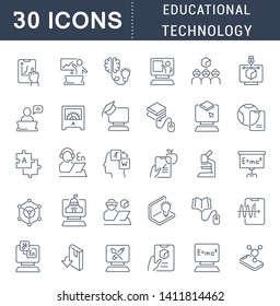 Set of vector line icons of educational technology for modern concepts, web and apps. 