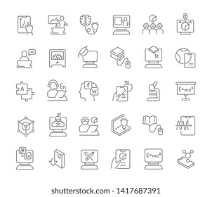 Set of vector line icons of educational technology for modern concepts, web and apps. 