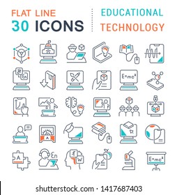 Set of vector line icons of educational technology for modern concepts, web and apps. 