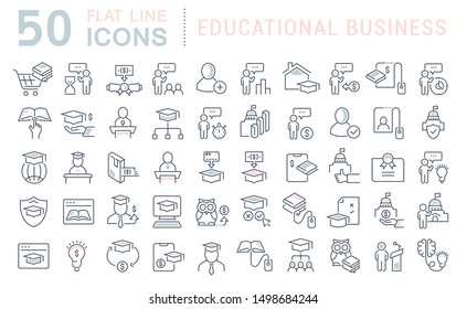 Set of vector line icons of educational business for modern concepts, web and apps. 