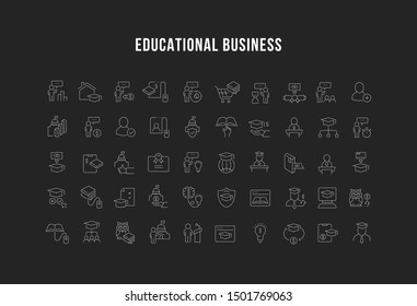 Set of vector line icons of educational business for modern concepts, web and apps. 