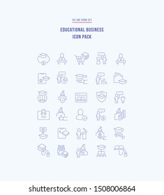 Set of vector line icons of educational business for modern concepts, web and apps. 