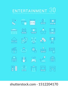 Set of vector line icons of entertainment for modern concepts, web and apps.