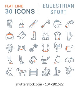 Set of vector line icons of equestrian sport for modern concepts, web and apps. 