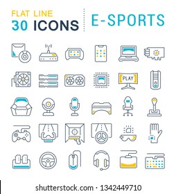 Set of vector line icons of e-sports for modern concepts, web and apps. 