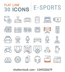 Set of vector line icons of e-sports for modern concepts, web and apps. 