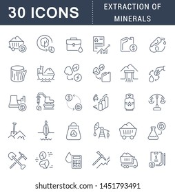 Set of vector line icons of extraction of minerals for modern concepts, web and apps. Set of vector line icons of extraction of minerals for modern concepts, web and apps.