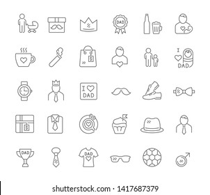 Set of vector line icons of father's day for modern concepts, web and apps.