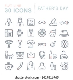 Set of vector line icons of father's day for modern concepts, web and apps.
