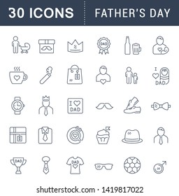 Set of vector line icons of father's day for modern concepts, web and apps.