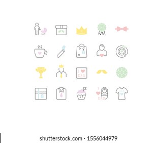 Set of vector line icons of father's day for modern concepts, web and apps.