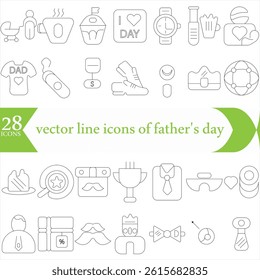Set of vector line icons of father's day for modern concepts, web and apps
