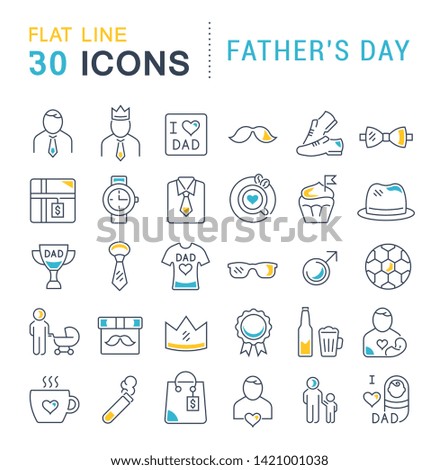 Set of vector line icons of father's day for modern concepts, web and apps.