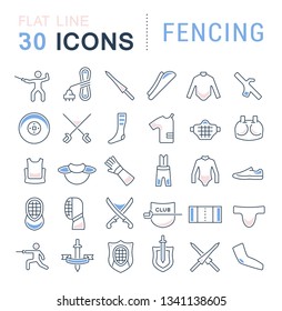 Set of vector line icons of fencing for modern concepts, web and apps. 