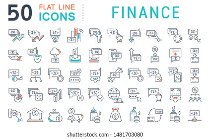 Set of vector line icons of finance for modern concepts, web and apps.