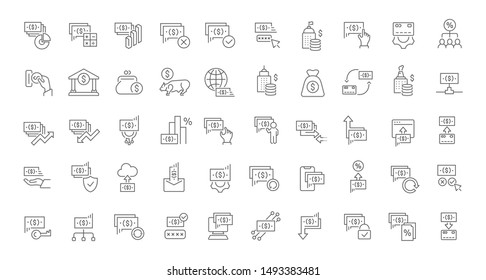 Set of vector line icons of finance for modern concepts, web and apps.