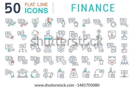Set of vector line icons of finance for modern concepts, web and apps.