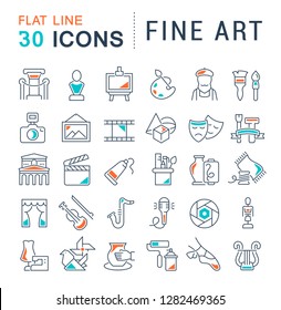Set of vector line icons of fine art for modern concepts, web and apps. 