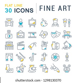 Set of vector line icons of fine art for modern concepts, web and apps. 