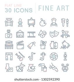 Set of vector line icons of fine art for modern concepts, web and apps. 