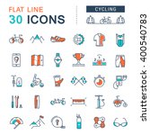 Set vector line icons in flat design cycling, bike elements and parts, bicycle sport with elements for mobile concepts and web apps. Collection modern infographic logo and pictogram.