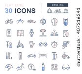 Set vector line icons in flat design cycling, bike elements and parts, bicycle sport with elements for mobile concepts and web apps. Collection modern infographic logo and pictogram.