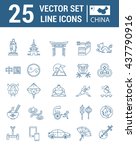 Set vector line icons in flat design with  China elements for mobile concepts and web apps. Collection modern infographic logo and pictogram.