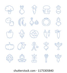 Set vector line icons in flat design Vegetables and Healthy food with elements for mobile concepts and web apps. Collection modern infographic logo and pictogram.