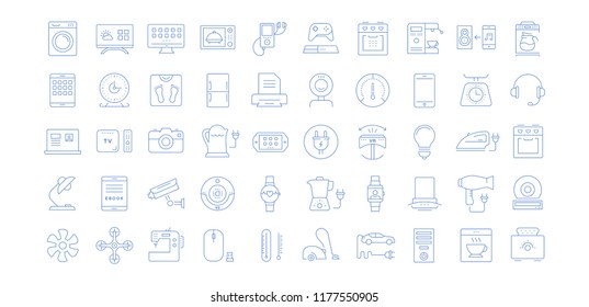 Set vector line icons in flat design appliance, smart devices and gadgets, modern web icons and symbols with elements for mobile concepts and web apps. Collection modern infographic logo and pictogram