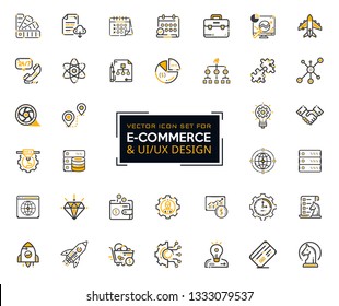 Set vector line icons in flat design with elements for mobile concepts and web apps. Collection modern infographic logo and pictogram. - Vector