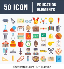 Set vector line icons in flat design education, school and university with elements for mobile concepts and web apps. Collection modern infographic logo and pictogram.