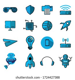 Set vector line icons in flat design technology  Collection modern infographic pictogram. Design template vector