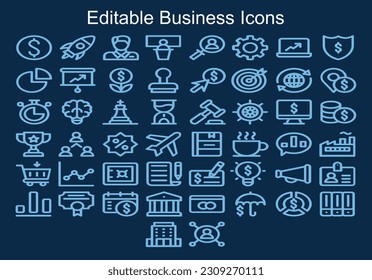 Set vector line icons in flat design business, finance and accounting with elements for mobile concepts and web apps. Collection modern infographic logo and pictogram.
