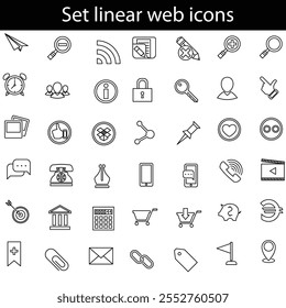 Set vector line icons in flat design office and business with elements for mobile concepts and web apps. Collection modern infographic logo and pictogram.