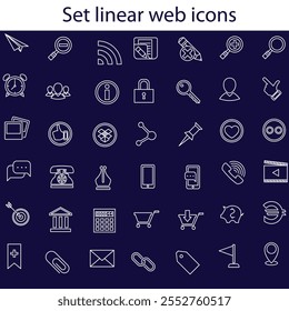 Set vector line icons in flat design office and business with elements for mobile concepts and web apps. Collection modern infographic logo and pictogram.
