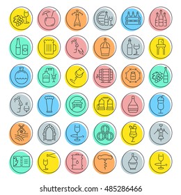 Set vector line icons in flat design Alcoholic Drinks with elements for mobile concepts and web apps. Collection modern infographic logo and pictogram.
