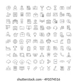 Set vector line icons in flat design accounting, finance and business with elements for mobile concepts and web apps. Collection modern infographic logo and pictogram.