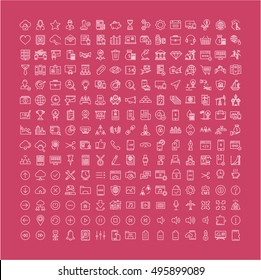 Set vector line icons in flat design business, seo, contact and smart technology with elements for mobile concepts and web apps. Collection modern infographic logo and pictogram.