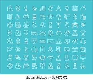 Set vector line icons in flat design education, school and university with elements for mobile concepts and web apps. Collection modern infographic logo and pictogram.