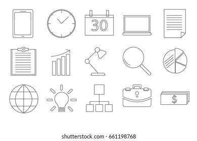 Set vector line icons in flat design with elements for mobile concepts and web apps. Collection modern infographic logo and pictogram.