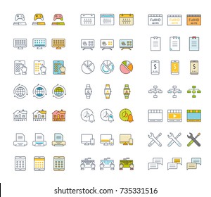 Set vector line icons in flat design with elements cloud computing for mobile concepts and web apps. Collection modern infographic logo and pictogram.