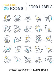 Set of vector line icons of food labels for modern concepts, web and apps.