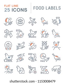 Set of vector line icons of food labels for modern concepts, web and apps.