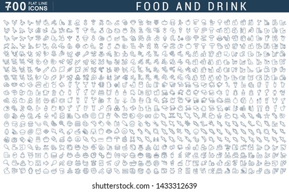 Set of vector line icons of food and drink for modern concepts, web and apps. 