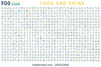 Set of vector line icons of food and drink for modern concepts, web and apps. 