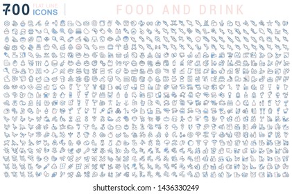 Set of vector line icons of food and drink for modern concepts, web and apps. 