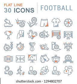 Set of vector line icons of football for modern concepts, web and apps. Sports icons.