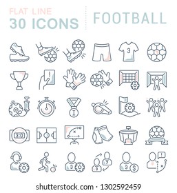 Set of vector line icons of football for modern concepts, web and apps. Sports icons.